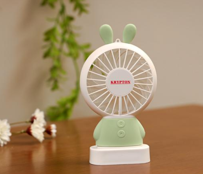 Krypton KNF6131 Mini Rechargeable Fan White and Green 4 in UAE