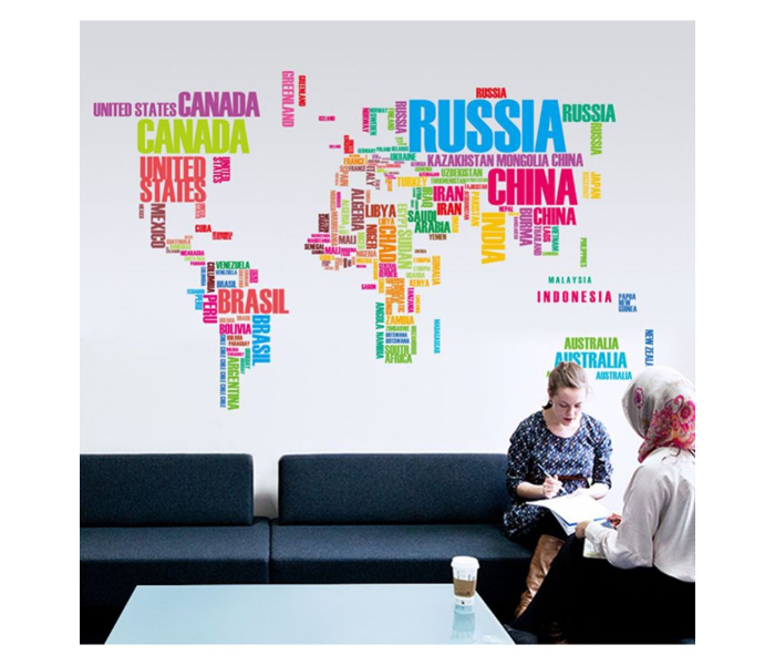 Colorful Letters World Map Wall Stickers 1 in UAE