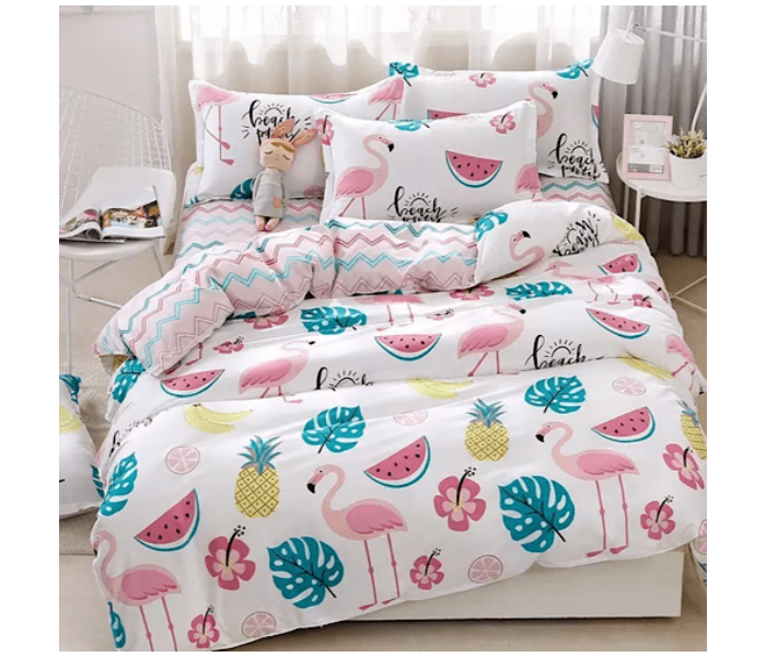  Picture Design 6 Pcs Cotton Double Size Bedsheet with Quilt Cover and Pillow Case - White 1 in UAE