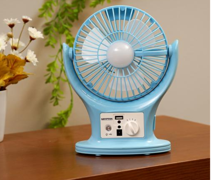 Krypton KNF6061 Rechargeable Fan with LED Lantern 5 in OMAN