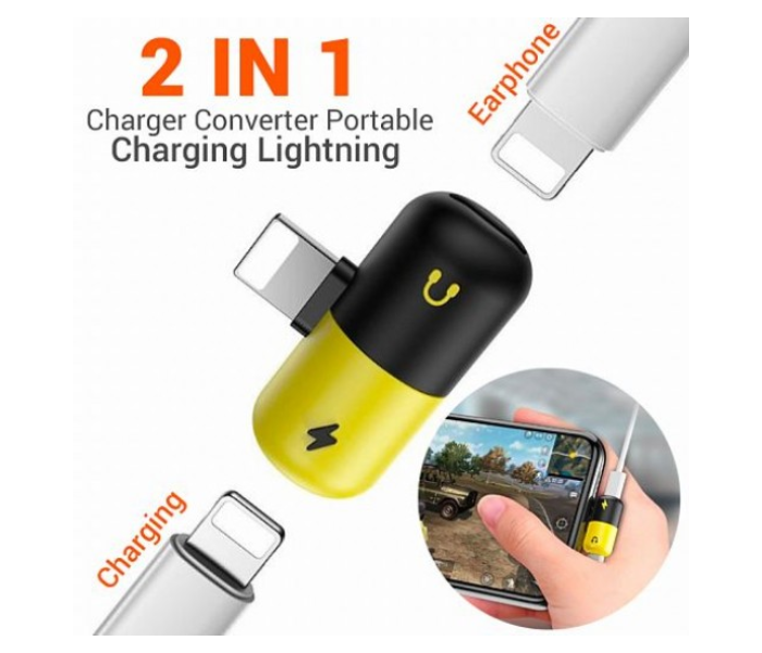 Generics Mini Capsule 3 In 1 Portable Charging Splitter for Lightning Adapter - Black and Yellow 4 in UAE
