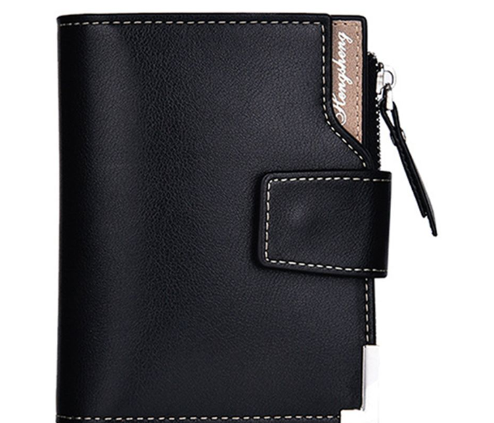 Triple Pocket Bi-Fold Faux Leather Wallet - Black 1 in UAE