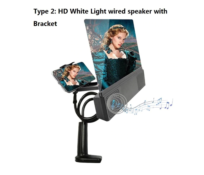 HD Mobile Phone Screen Magnifier 12 Inch 3D Blue Ray Universal Mobile Phone Screen Foldable by Aux 2 in OMAN