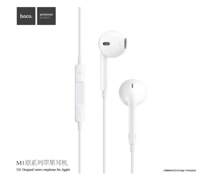 Hoco M1 Stereo Earphone With Mic and Volume Control - White 2 in UAE