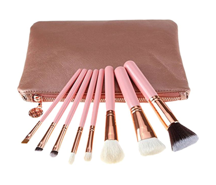Professional 8 Piece Makeup Brush Set - Pink 1 in UAE