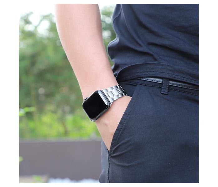 Hoco WB03 Grand Stainless Steel 44mm Butterfly Buckle Strap Watchband For Apple Watch - Silver 2 in UAE