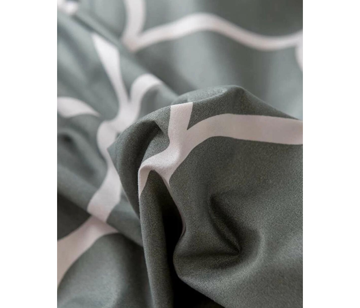 Curve Design 6 Pcs Cotton Double Size Bedsheet with Quilt Cover and Pillow Case - Olive Green 3 in UAE