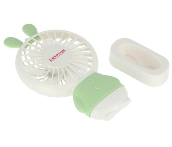 Krypton KNF6131 Mini Rechargeable Fan White and Green 3 in UAE