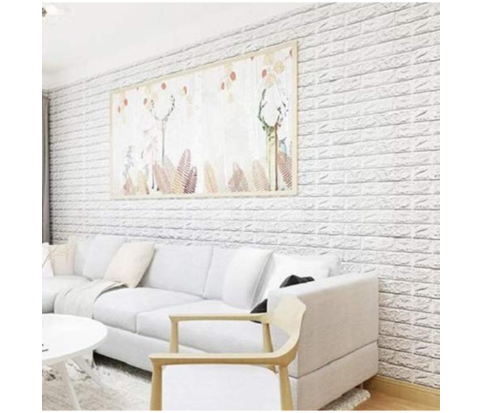 3D Embossed Brick Stone 70 x 77cm Wall Sticker - White 1 in UAE