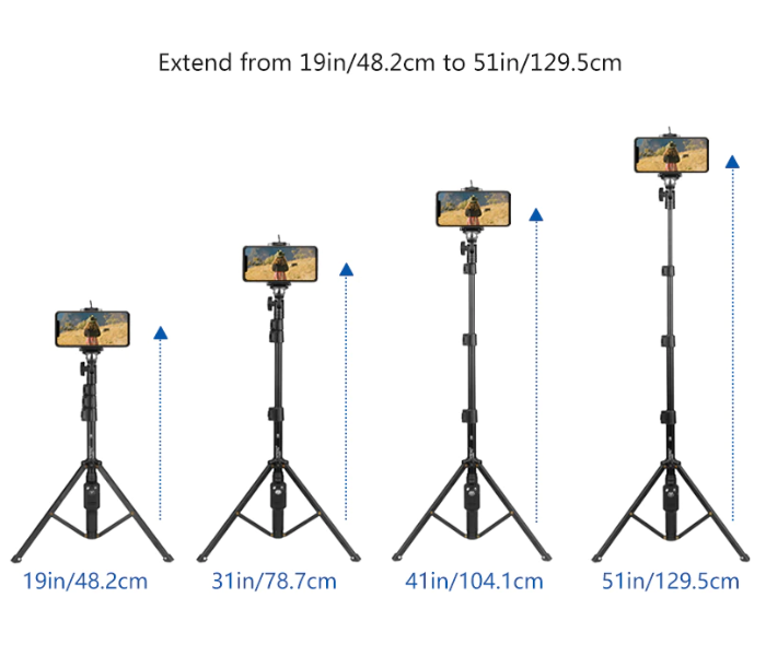 Yunteng VCT1388 Telescopic Bluetooth Control Tripod Stand - Black 3 in UAE