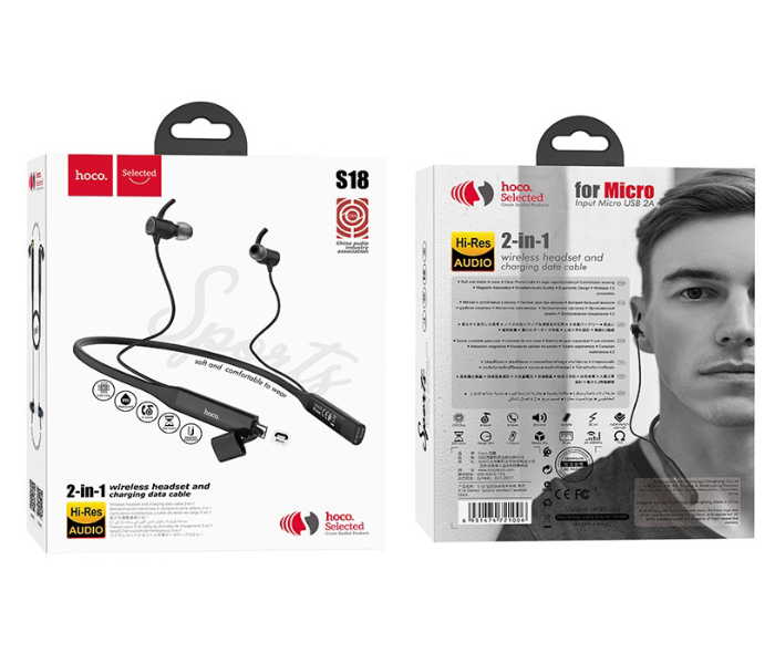 Hoco S18 Glamor Wireless Bluetooth Headset - Black 3 in UAE