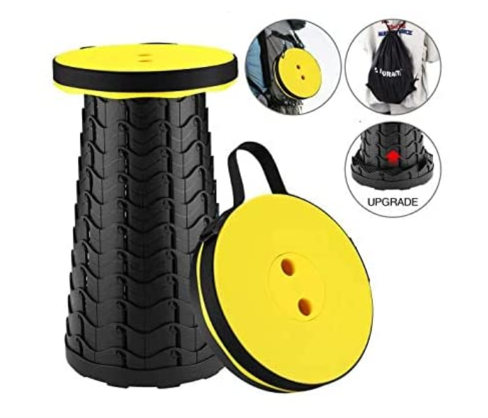 Telescopic Version Portable Stool Retractable Bearing 180Kg Folding and Height Adjustments Stool for easy Take - Yellow 3 in UAE