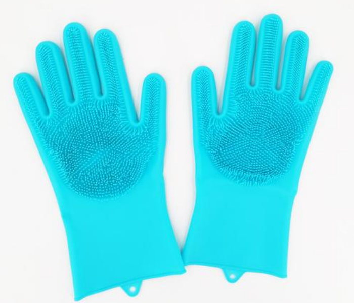  RMM6103 Reusable Cleaning Magic Brush Silicone Gloves - Green 1 in OMAN