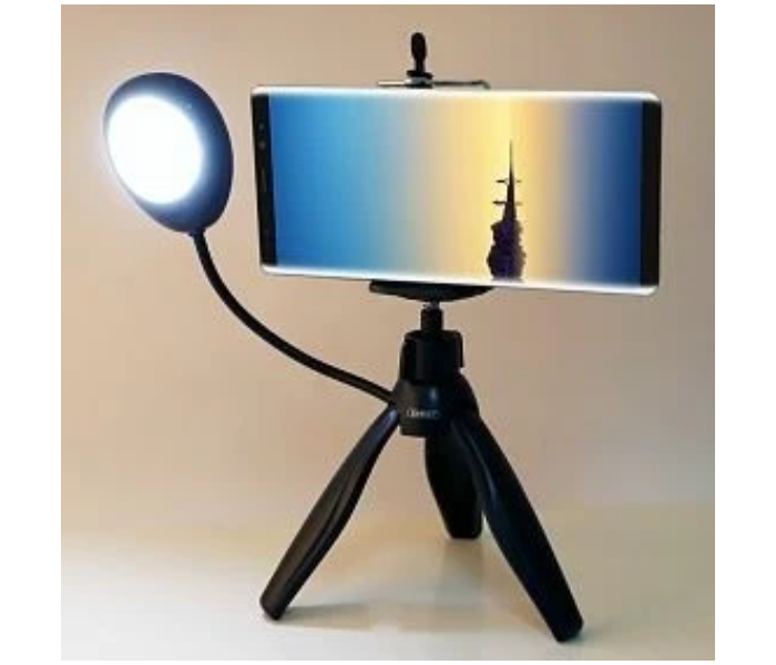 Earldom ETZP15 360 Degree Mini Smartphone Tripod with Selfie Lamp - Grey 1 in UAE