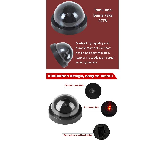 Dome Fake CCTV Surveillance Camera - Black 2 in UAE