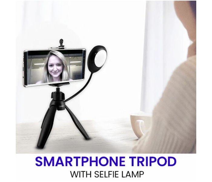 Earldom ETZP15 360 Degree Mini Smartphone Tripod with Selfie Lamp - Grey 4 in UAE