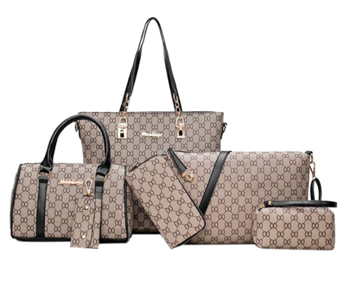 American Style 6 Piece Leather Shoulder Bag Set - Beige 1 in UAE