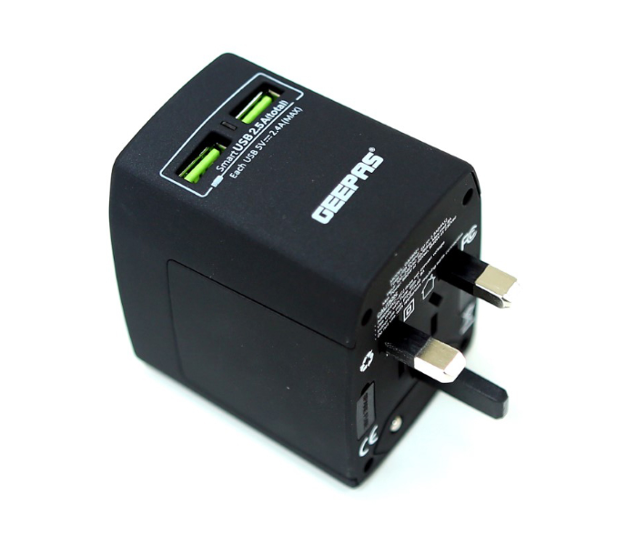 Geepas GA58021 Universal Dual USB Adapter - Black 2 in UAE