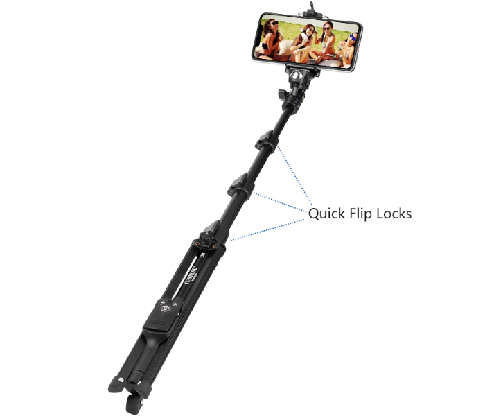 Yunteng VCT1388 Telescopic Bluetooth Control Tripod Stand - Black 1 in UAE