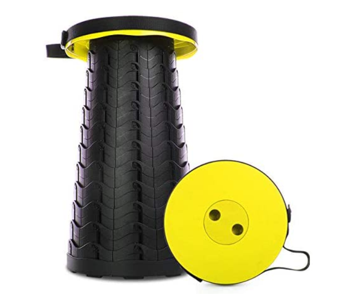 Telescopic Version Portable Stool Retractable Bearing 180Kg Folding and Height Adjustments Stool for easy Take - Yellow 1 in UAE