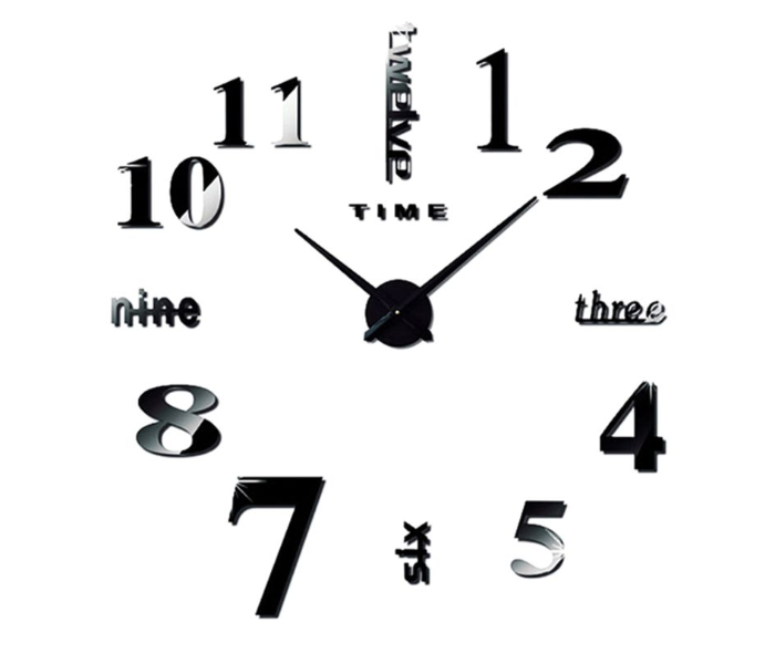 DIY 3D Mirror Effect Digital Wall Clock Sticker - Black 1 in UAE