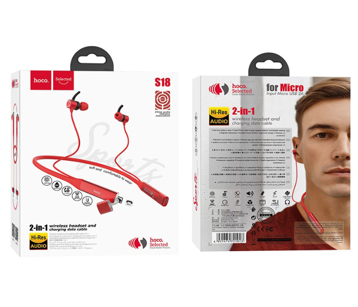 Hoco S18 Glamor Wireless Bluetooth Headset - Red 3 in UAE