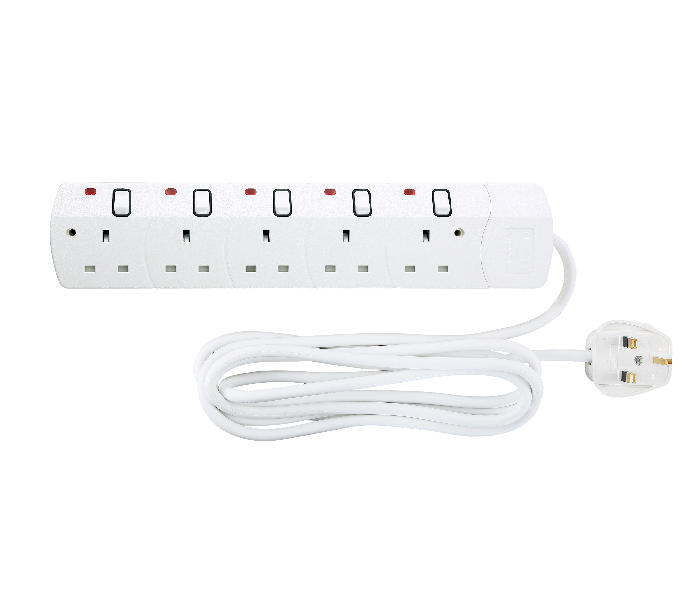 Geepas GES4085 5 Metre Portable Multi Socket 5 Way - White 1 in UAE