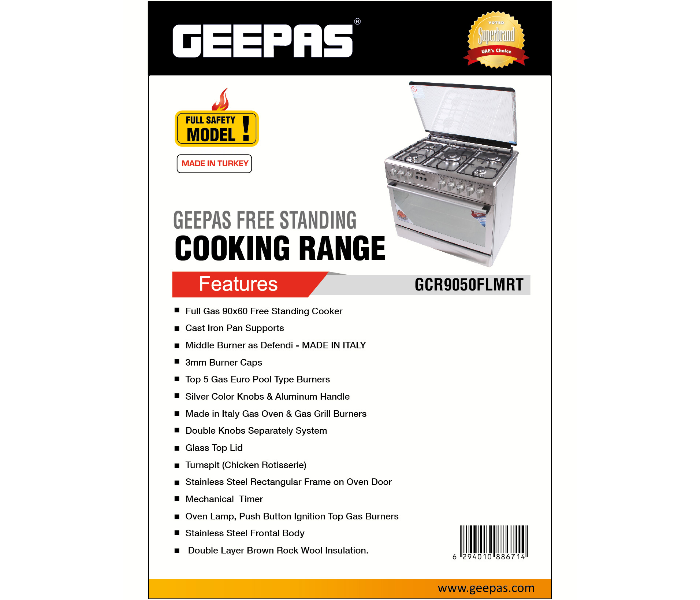 Geepas GCR9050 Free Standing Cooking Range - Silver 2 in OMAN