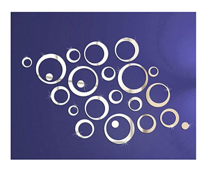 Round Mirror 60 x 90 cm Wall Sticker - Silver 1 in UAE