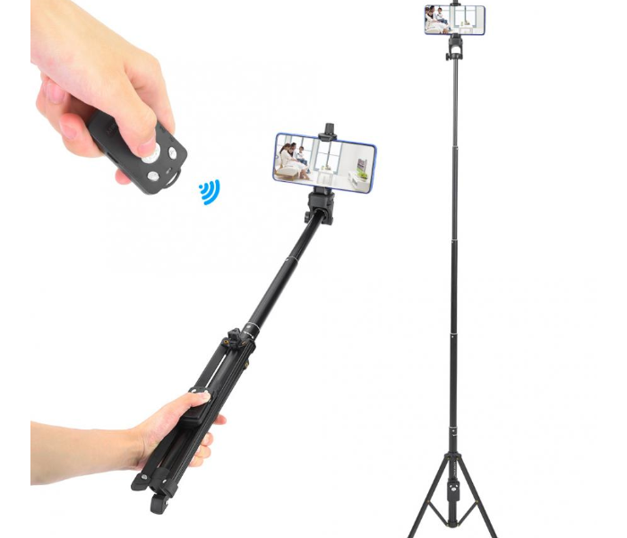 Yunteng VCT1688 Mini Portable 3 in 1 Bluetooth Tripod with Remote Shutter Handle for iPhone and Smartphone - Black 2 in UAE