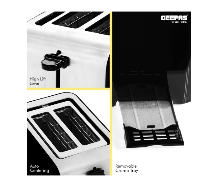 Geepas GBT36513UK 850W 2 Slice Bread Toaster with Slide Out – Black and White 5 in UAE