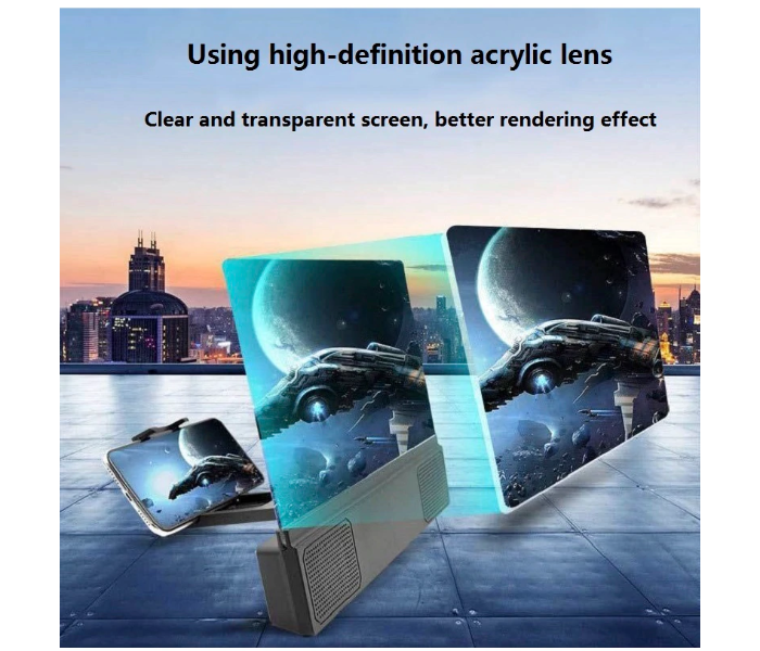 HD Mobile Phone Screen Magnifier 12 Inch 3D Blue Ray Universal Mobile Phone Screen Foldable by Aux 3 in OMAN