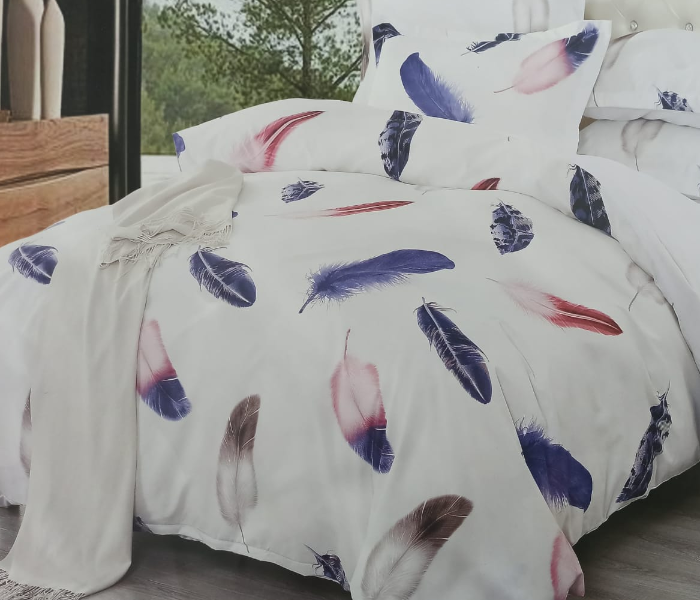 Italian Design 6 PC Set Bedsheet - White and Blue 2 in UAE