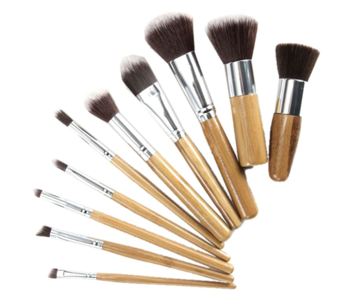 Natural Bamboo 10 Piece Makeup Brush Set - Beige 1 in UAE