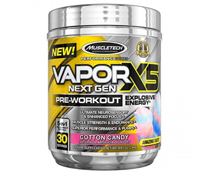 MuscleTech Performance Series Vapor X5 Next Gen Pre-Workout Powder - Cotton Candy 1 in UAE