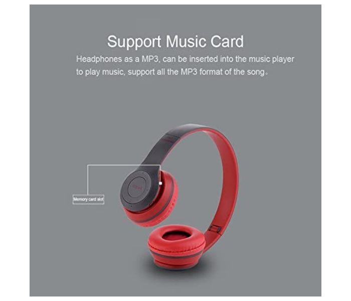 Generics P47 Wireless Bluetooth Foldable Headset - Red 5 in UAE