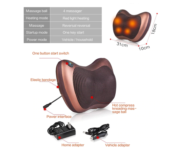 Neck Massager Car Home Cervical Massage Multi-Functional Electric Body Massage Pillow Arm Infrared Foot Heated 2 in OMAN
