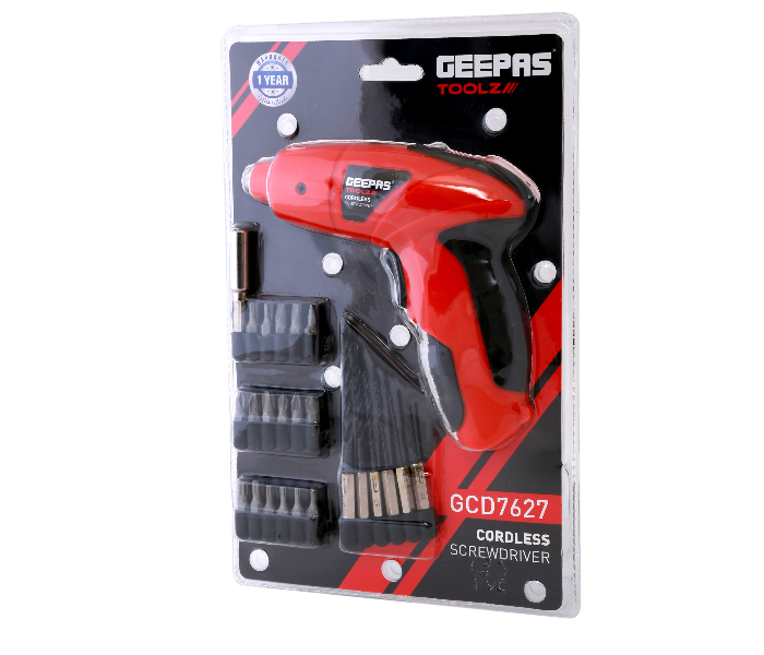 Geepas GCD7627 3.6V Cordless Screwdriver - Black and Red 3 in UAE