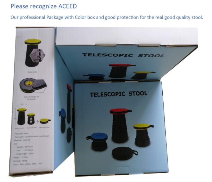 Telescopic Version Portable Stool Retractable Bearing 180Kg Folding and Height Adjustments Stool for easy Take - Red 4 in UAE