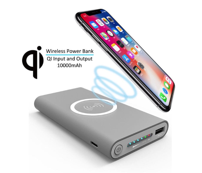 Generics Universal Fast Charging 10000mAh Portable Power Bank with Wireless Qi Charger Pad - Black 3 in UAE