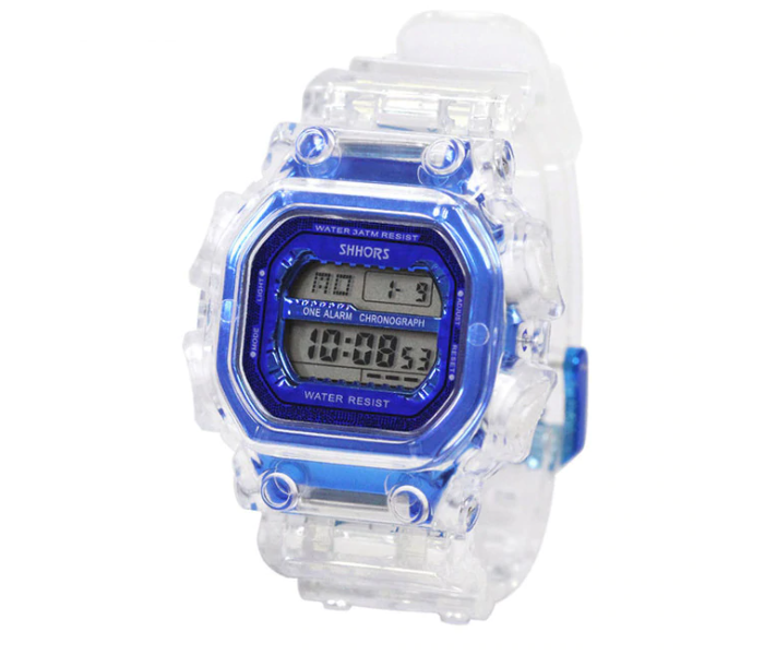 Casual Transparent Digital Sport Watch Waterproof Wrist Watch Unisex – Blue 1 in UAE