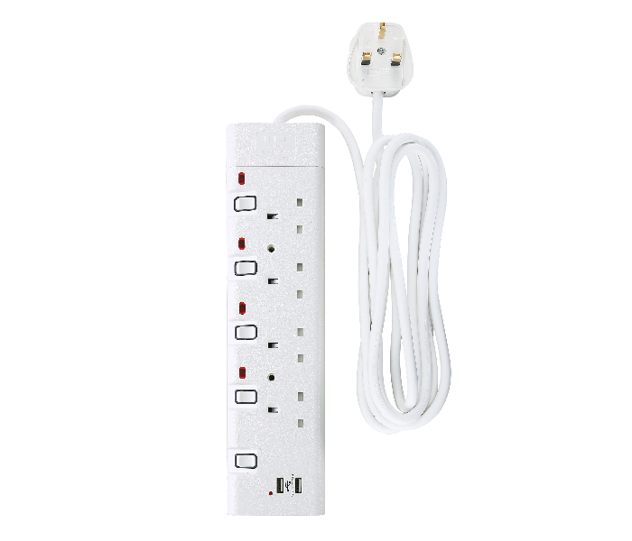 Geepas GES4087 3 Meter Portable Multi Socket 4 Way - White 1 in OMAN
