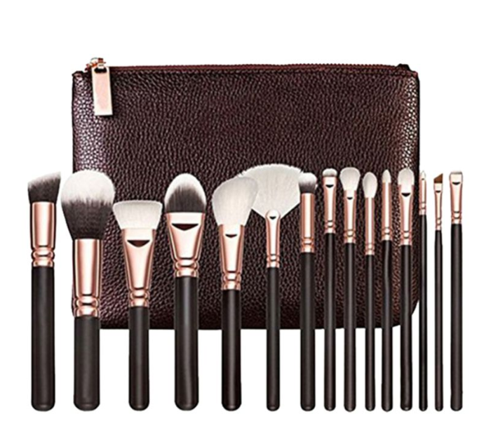 Professional 15 Piece Makeup Brush Set - Black 1 in UAE