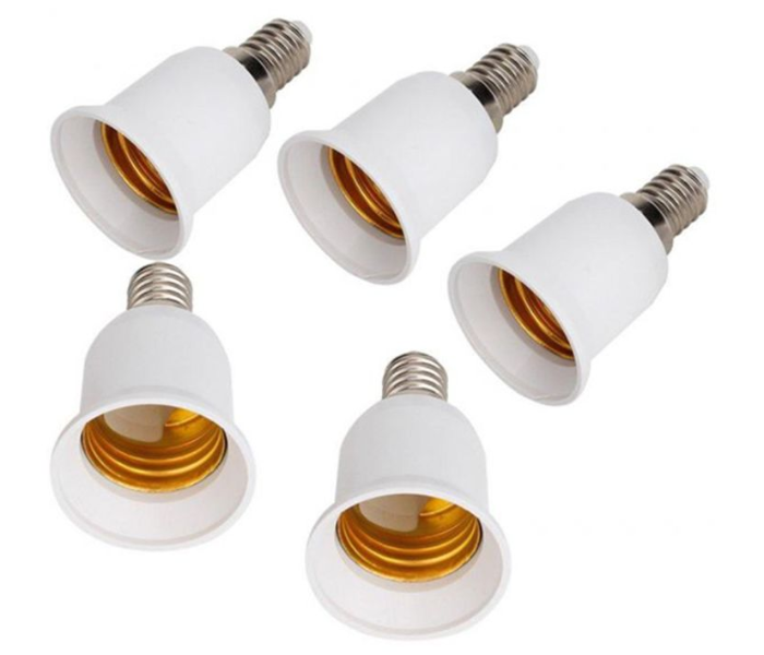 5 Piece Base Screw 8 x 19 cm Bulb Holder Adapter - White 1 in UAE
