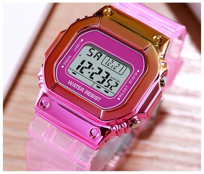 Multifunction Waterproof Watches Gradient Rectangle Unisex - Pink 1 in OMAN