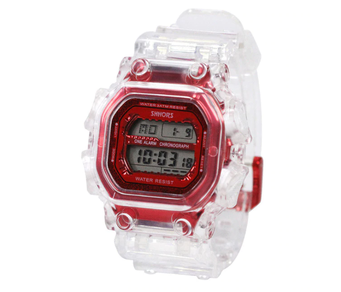 Casual Transparent Digital Sport Watch Waterproof Wrist Watch Unisex – Red 1 in UAE