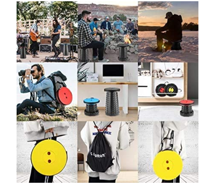 Telescopic Version Portable Stool Retractable Bearing 180Kg Folding and Height Adjustments Stool for easy Take - Yellow 4 in UAE