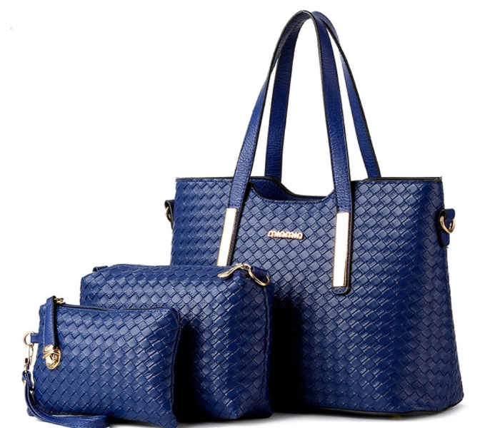 3 Pieces PU Leather Handbags Set for Women - Blue 1 in UAE
