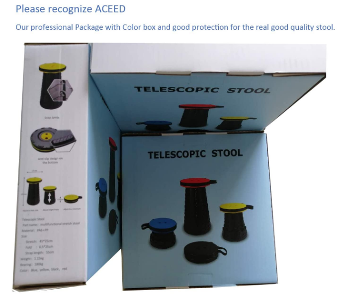 Telescopic Version Portable Stool Retractable Bearing 180Kg Folding and Height Adjustments Stool for easy Take - Black 3 in UAE