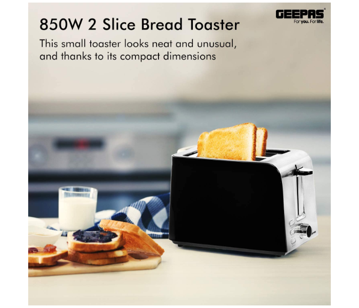 Geepas GBT36513UK 850W 2 Slice Bread Toaster with Slide Out – Black and White 3 in UAE